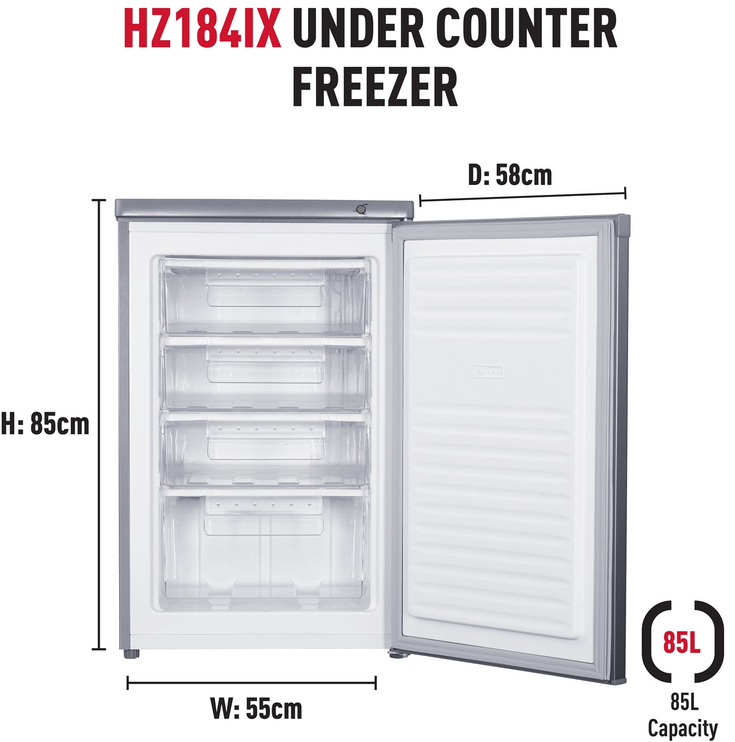 Haden HZ184IX 55cm Under Counter Freezer In Inox thumbnail image